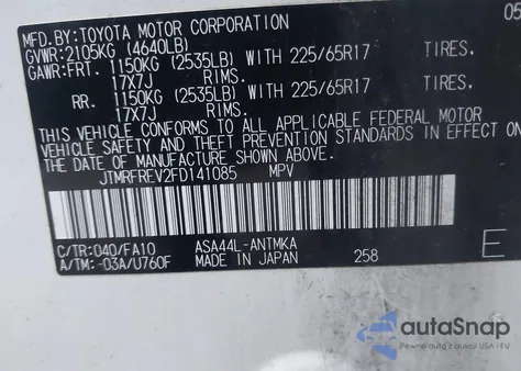 2015 Toyota Rav4 Xle из США, поврежденный, VIN JTMRFREV2FD141085